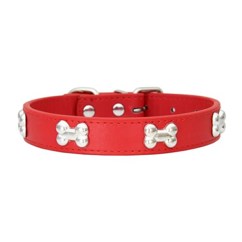 WUUISDNX Verstellbares Hundehalsband, stilvoll und ultimativer Komfort für pelzige Freunde, langlebiges PU Katzenhalsband, Hundehalsbänder, Haustierhalsband, Rot, 1.5 * 30cm von WUUISDNX