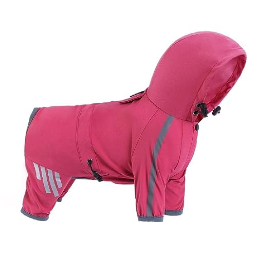 WUURAA Hundemantel 4Bein Reflektierend Wasserdicht Kapuze Rosa L Polyester RainyWear Pet Supplies Outdoor Herbst Winter Frühling Alle Breed Größen Small to Large Klettverschluss von Dorlink