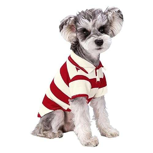 Kleine Hund Poloshirt Zwei-Bein-Casual Streifen Shirt Welpen Kostüm Sommer T-Shirt Mode Kleidung Für Bichon FrenchBull Hund Haustier Poloshirt Streifen Haustier Shirt Haustiere Mode Kleidung von WUURAA