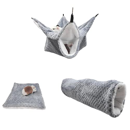 Set von 3 Hamsternest Winterbett Haus Schuppen Hängende Hängematte Käfig Tunnel Plüsch Versteck Für Hamster Kleine Haustier Hamster Hängematte Für Käfig von WUURAA