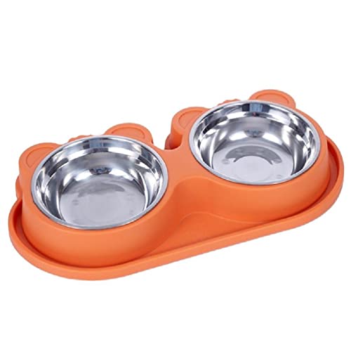 WUURAA Elegant Für Katzennapf Futternapf Set Leckerli Wasserspender Edelstahl 2-in-1-Futterwassernäpfe Anti Split Doppelnapf Futterspender Für Katzen Kleine Und Große Hunde von WUURAA