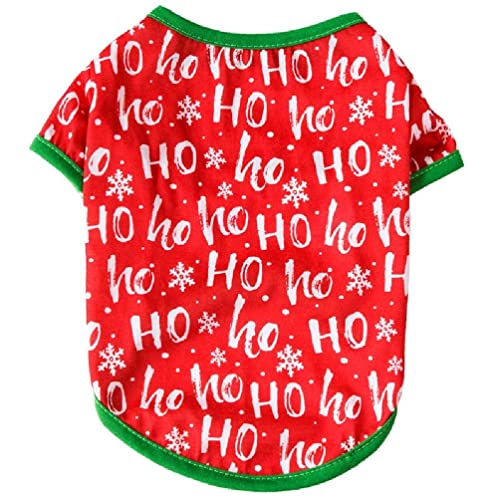 Weihnachten Shirt Medium Hund Kleidung Gedruckt Atmungsaktive Welpen Shirts Einfach Zu Tragen Welpen Kleidung Gedruckt Haustier T-Shirt Geschenk Festival Hundekleidung von WUURAA