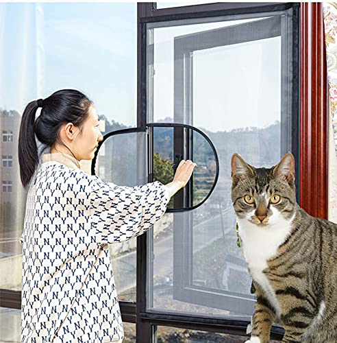 Fensternetz mit Reißverschluss, halbtransparent, selbstklebend, für Katzen, Mücken, Fliegengitter, weißer Rahmen, weißes Netz, Position 3100 x 120 cm von WUWEI