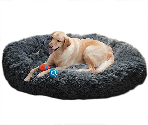 Premium Hundebett Rundes Plüsch,Extra Weich waschbar,großes Hundesofa,orthopädisch und rutschfest,Hundekorb Flauschig,Warme,Comfort,für große und extra große Hunde von WUWEI