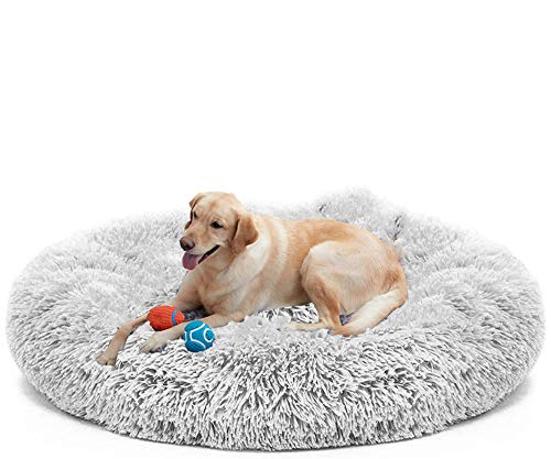 Premium Hundebett Rundes Plüsch,Extra Weich waschbar,großes Hundesofa,orthopädisch und rutschfest,Hundekorb Flauschig,Warme,Comfort,für große und extra große Hunde von WUWEI