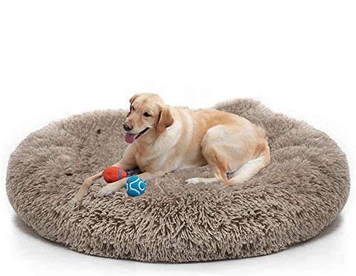 Premium Hundebett Rundes Plüsch,Extra Weich waschbar,großes Hundesofa,orthopädisch und rutschfest,Hundekorb Flauschig,Warme,Comfort,für große und extra große Hunde von WUWEI