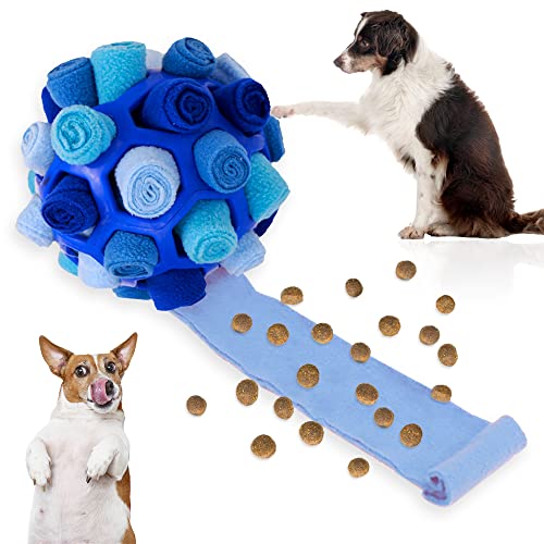 WUWUWA Schnüffelball für Hunde, Schnüffelball, interaktives Hundespielzeug, Fördern Sie natürliche Futtersuche Fähigkeiten Slow Feeder Training Biss Resistant Sniff Toy for Pet Ocean Blue von WUWUWA