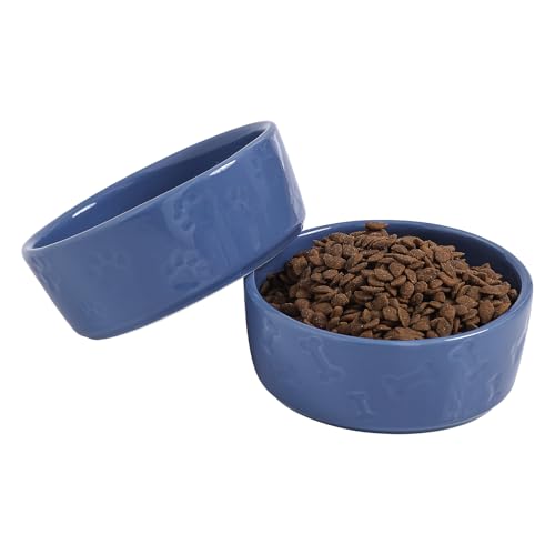 WUYIAZHI Niedliche Hundenäpfe für Futter und Wasser, Keramik-Hundenapf, 2er-Set für kleine Hunde, 12,7 cm breit, Haustiergeschirr für Welpen, Blau von WUYIAZHI