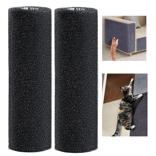 WUZILIN (schwarz, 40 * 200cm 2er-Pack) Katze Kratzmatte,Katze Wand Stracther, vielseitige Selbstklebende Ersatz einfache Verwendung für Katze Bäume, Katze Wand Möbel, Kratzbäume, und Couch Schutz von WUZILIN