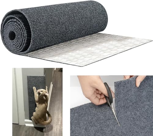 WUZILIN (Dunkelgrau, 40 * 200cm 1Pack) Katze Kratzmatte,Katze Wand Stracther, vielseitige Selbstklebende Ersatz einfache Verwendung für Katze Bäume, Katze Wand Möbel, Kratzbäume, und Couch Schutz von WUZILIN