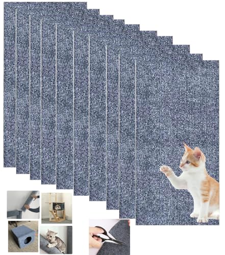 WUZILIN Katze Kratzmatte,Katze Wand Stracther, vielseitige Selbstklebende Ersatz einfache Verwendung für Katze Bäume, Katze Wand Möbel, Kratzbäume, und Couch Schutz (Hellgrau, 30 * 60cm 10er-Pack) von WUZILIN