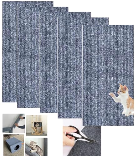 WUZILIN (Hellgrau, 30 * 60cm 5er-Pack) Katze Kratzmatte,Katze Wand Stracther, vielseitige Selbstklebende Ersatz einfache Verwendung für Katze Bäume, Katze Wand Möbel, Kratzbäume, und Couch Schutz von WUZILIN