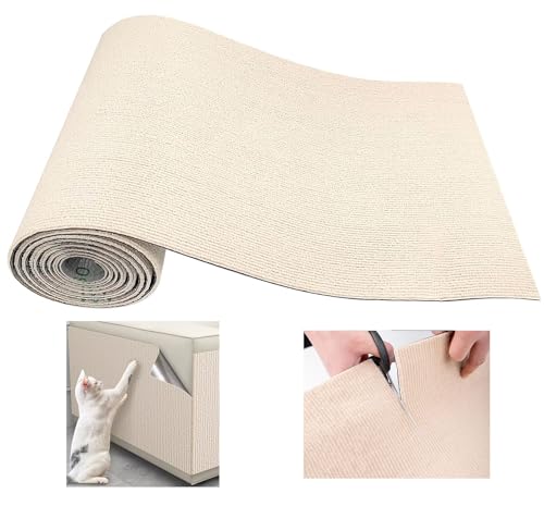 WUZILIN (beige, 30 * 200cm 1Pack) Katze Kratzmatte,Katze Wand Stracther, vielseitige Selbstklebende Ersatz einfache Verwendung für Katze Bäume, Katze Wand Möbel, Kratzbäume, und Couch Schutz von WUZILIN