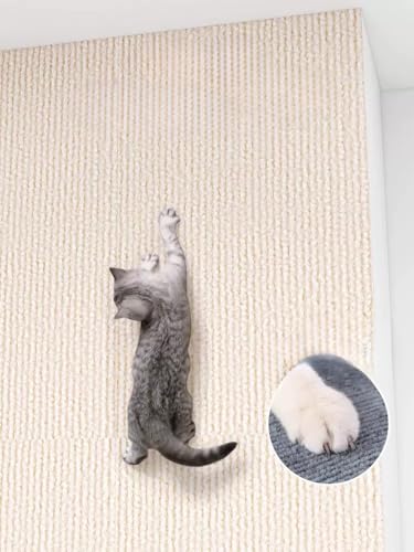 WUZILIN Katze Kratzmatte,Katze Wand Stracther, vielseitige Selbstklebende Ersatz einfache Verwendung für Katze Bäume, Katze Wand Möbel, Kratzbäume, und Couch Schutz (beige, 50 * 100cm 1Pack) von WUZILIN