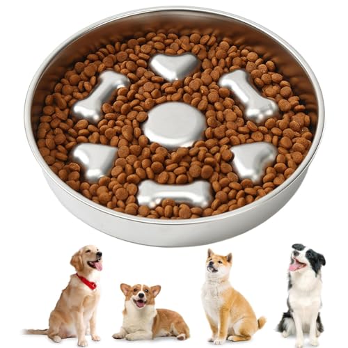 Anti Schling Hundenapf Antischlingnapf Hunde Edelstahl Langsame Hund Futternapf Katzennapf Slow Feeder Hund Napf Low Feeder Große Hunde Katzen von WVFHVISL