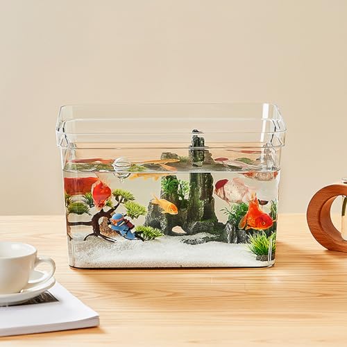 Kleines Aquarium, 360-Grad-Sichtbarkeit, DIY-Dekoration, klares, randloses Aquarium, mit Griff, rahmenlos, transparent, Aquarium, Betta, Nano, Goldfisch, Schnecke, Garnelen (Tetragonum, groß, leicht, von WWERTYY