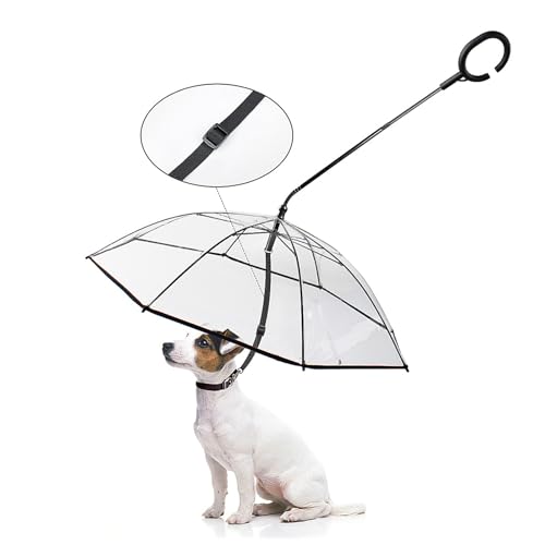 WWERTYY Hunde-Regenschirm mit Hunde-/Katzenschirm, Regenjacke für Spaziergänge im Freien bei Schnee oder Regen, verstellbare Gurte, Hundeleine, transparent, wasserdicht, Haustierschirm, verstellbarer von WWERTYY