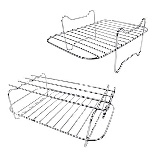 2-teiliges Dampf-Grillrost aus Edelstahl für Air-Rack mit 4 Shish Kebob Sticks Set von WWHJR