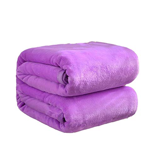 Bettwäsche Flanell Decke Tagesdecke Queen Size Rot Queen Size Bett Wolldecke Super Weich und Flauschig Warm Mikrofaser Solide Decke (120 x 200 cm, 0,8 kg, Violett) von WWYL