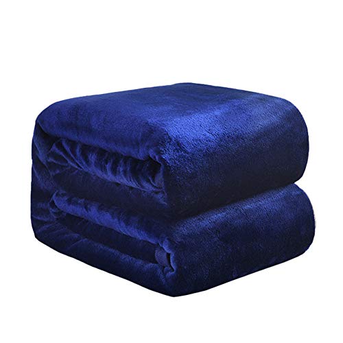 Bettwäsche Flanell Decke Tagesdecke Queen Size Rot Queen Size Bett Wolldecke Super Weich und Flauschig Warm Mikrofaser Solide Decke (200 x 230 cm, 1,6 kg, Marineblau) von WWYL