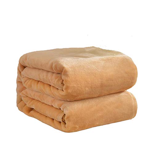 Bettwäsche Flanell Decke Tagesdecke Queen Size Rot Queen Size Bett Wolldecke Super Weich und flauschig Warm Mikrofaser Solide Decke (120 x 200 cm, 0,8 kg, Camel) von WWYL