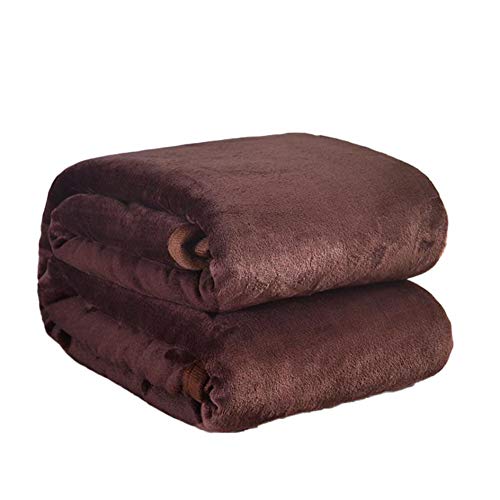 Bettwäsche Flanell Decke Tagesdecke Queen Size Rot Queen Size Bett Wolldecke Super Weich und flauschig Warm Mikrofaser Solide Decke (120 x 200 cm, 0,8 kg, Kaffee) von WWYL