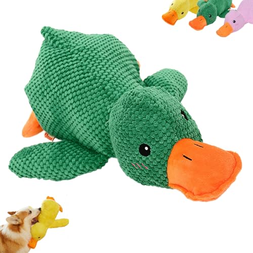 WXBZMOKW Hundespielzeug Ente Quack, Ente Kuscheltier, Beruhigende Ente Für Hunde, Hundespielzeug, Quietschendes Plüsch Spielzeug, für Große, Kleine, Mittelgroße Hunde（Gelb Rosa Grün） von WXBZMOKW