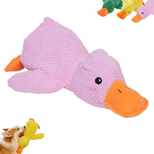 WXBZMOKW Hundespielzeug Ente Quack, Ente Kuscheltier, Beruhigende Ente Für Hunde, Hundespielzeug, Quietschendes Plüsch Spielzeug, für Große, Kleine, Mittelgroße Hunde（Gelb Rosa Grün） von WXBZMOKW