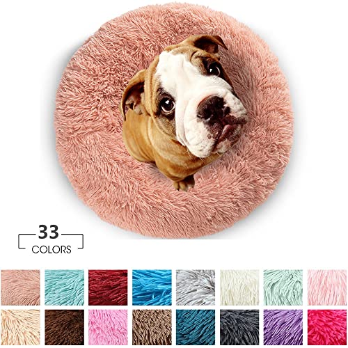 Plüsch-Donut-Hundebett, Beruhigendes Rundes Katzenbett, Weich, Warm, Flauschig, Großes Hundebett, Maschinenwaschbar (Diameter 100cm,I) von WXDL