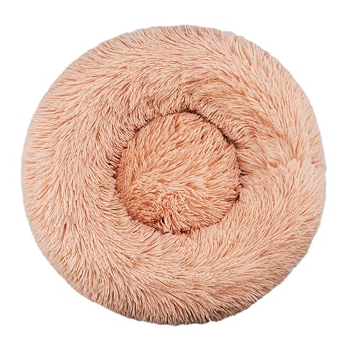 WXDL Flauschiges Anti-Angst-Anti-Rutsch-Hundebett,Plüsch,Waschbares Welpenbett,Wärmendes Donut-Kuschelbett Für Große,Mittelgroße Und Kleine Hunde Und Katzen (Diameter 100cm,Apricot) von WXDL