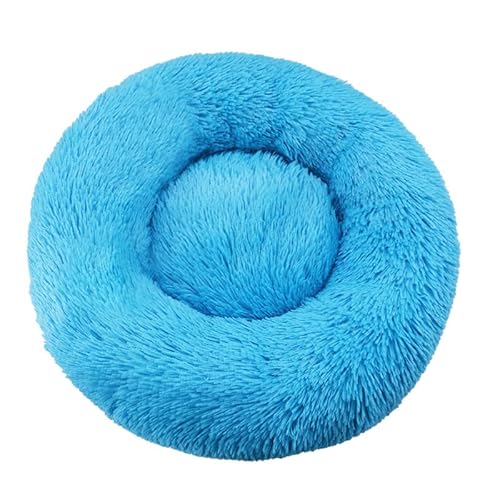 WXDL Flauschiges Anti-Angst-Anti-Rutsch-Hundebett,Plüsch,Waschbares Welpenbett,Wärmendes Donut-Kuschelbett Für Große,Mittelgroße Und Kleine Hunde Und Katzen (Diameter 100cm,Blue) von WXDL