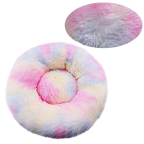 WXDL Flauschiges Anti-Angst-Anti-Rutsch-Hundebett,Plüsch,Waschbares Welpenbett,Wärmendes Donut-Kuschelbett Für Große,Mittelgroße Und Kleine Hunde Und Katzen (Diameter 50cm,G) von WXDL