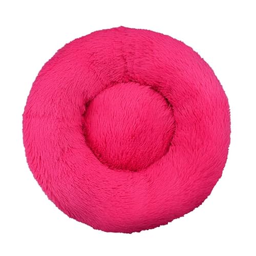 WXDL Flauschiges Anti-Angst-Anti-Rutsch-Hundebett,Plüsch,Waschbares Welpenbett,Wärmendes Donut-Kuschelbett Für Große,Mittelgroße Und Kleine Hunde Und Katzen (Diameter 50cm,Rose Red) von WXDL