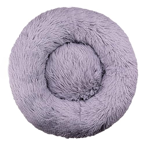 WXDL Flauschiges Anti-Angst-Anti-Rutsch-Hundebett,Plüsch,Waschbares Welpenbett,Wärmendes Donut-Kuschelbett Für Große,Mittelgroße Und Kleine Hunde Und Katzen (Diameter 80cm,Light Gray) von WXDL