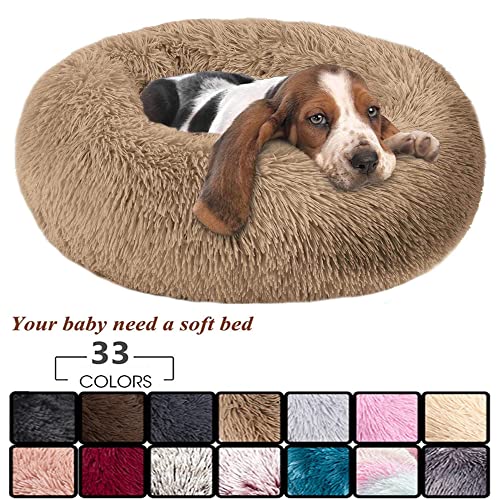 WXDL Plüsch-Donut-Hundebett,Haustierbetten,Anti-Angst-Haustierbett Mit Rutschfester Unterseite,bequemes Kuschelbett Für Große,mittelgroße Hunde,verbesserter Schlaf (Diameter 110cm,B) von WXDL