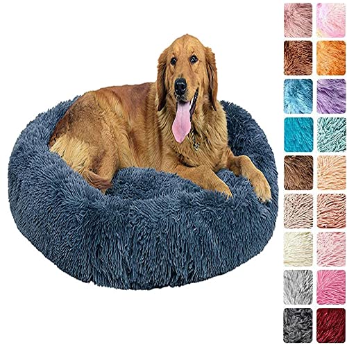 WXDL Waschbar Donut Hundebett Gemütliches Flauschiges Hundebett Für Große Mittelgroße & Kleine Hunde Reduziert Angst Und Stress (Diameter 50cm,C) von WXDL