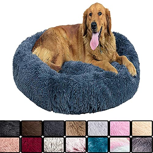 WXDL Waschbares Donut-Hundebett Bequemes Und Flauschiges Hundebett Für Mittlere Große Und Kleine Hunde Zum Abbau Von Angst Und Stress (Diameter 100cm,Light Gray) von WXDL