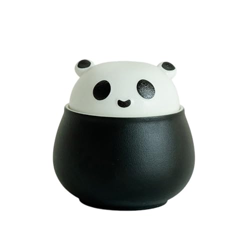 WXMYOZR Kleine Urne für menschliche Asche oder Haustier Asche, Cute Panda Handcrafted Ceramic Urn Small Memorial Urn Mini Sharing Urns Keepsake Kremation Urnen,Schwarz von WXMYOZR