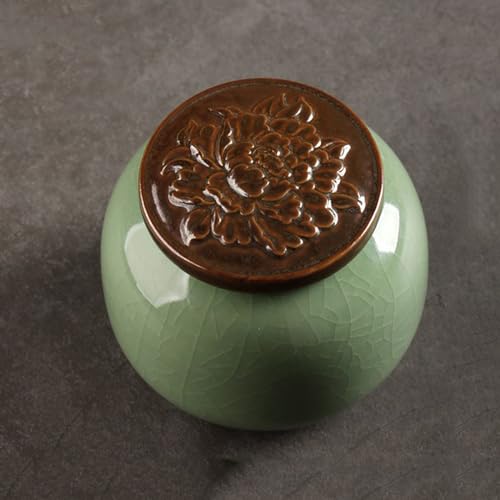 WXMYOZR Kleine Urnen Für Menschliches Asche Andenken,EIS Crack Ceramic Memorial Keepsake Cremation Urnen Token Urnen Schöne Mini Teilen Begräbnisurnen,Grün,Flower lid von WXMYOZR