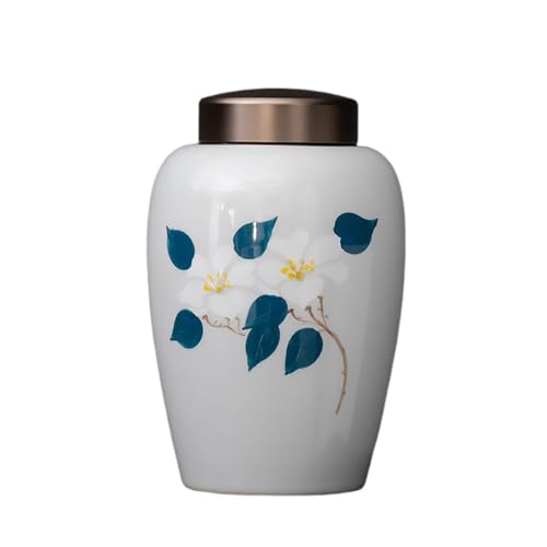 WXMYOZR Medium Urnen für menschliche Asche, 5'' Hand-Painted Flower Ceramic Urn Keepsakes Kremation Urne für Asche Memorial Urn von WXMYOZR