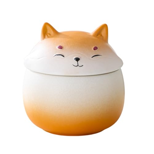 WXMYOZR Pet Urn for Dog Ashes, Dog Hair Keepsake Jar - Keramik Shiba Inu Small Dog Urns for Ashes - Dog Memorial Urns,Orange von WXMYOZR