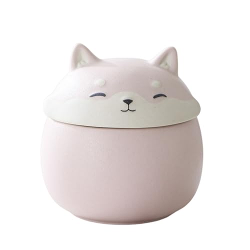 WXMYOZR Pet Urn for Dog Ashes, Dog Hair Keepsake Jar - Keramik Shiba Inu Small Dog Urns for Ashes - Dog Memorial Urns,Rosa von WXMYOZR