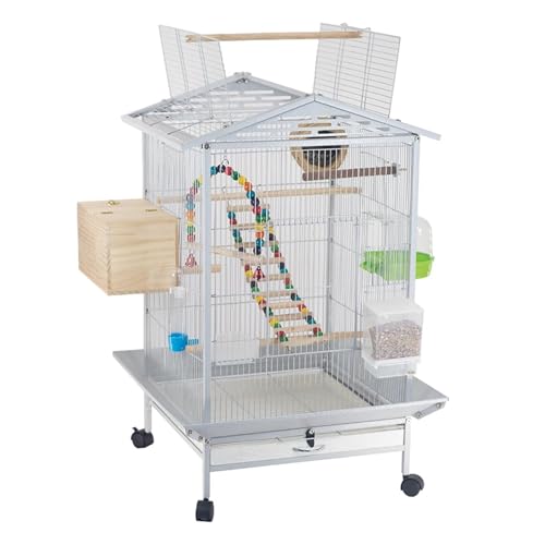 WXXSHGDW Käfig Vogel, Wellensittich Käfig mit Rad, Vogelkäfig Groß, mit Brutkasten, Futterspender, Vogelnest, Badewanne, Schaukel, für Wellensittiche, Sittiche, Conures, Nymphensittiche von WXXSHGDW