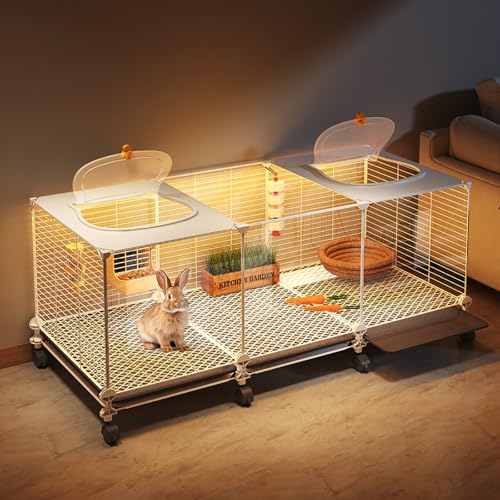 WXXSHGDW Kaninchenkäfig für Den Innenbereich, Hasenkäfig mit Rädern, Häschenhaus, Kaninchenstall mit Tablett, für Kaninchen/Chinchillas/Meerschweinchen von WXXSHGDW