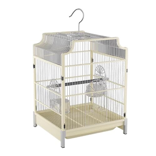 WXXSHGDW Wellensittich Käfig, Papagei Käfig, Vogelkäfig Klein, Vogelvoliere mit Tablett, Futterspender, Futterbox, Wasserbox, Schaukel, für Sittiche, Unzertrennliche, Sperlingspapageien(Beige) von WXXSHGDW