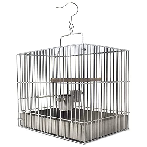 Vogelkäfig Edelstahl Vogelkäfig Badekäfig Papagei Vogelkäfig Mit Griff Und Haken Vogeltränkenkäfig 3 Größen (Medium) von WYFQL-JYO