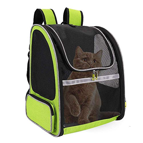 Haustierrucksackträger für kleine Hunde Katzen Welpen Hase Haustier-Tragetasche mit belüftetem Design Sonnensichere Vorhänge Beidseitiger Einstieg, Orange anybz (Farbe: Grün) von WYJW