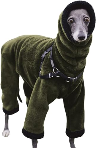 Winter-Hunde-Overall, doppelseitiger Flanell-Rollkragen, Haustiermantel, Größe M, L, warm, vier Beine, Plüschjacke für Windhunde, Salukis, Lurcher, Größe 5XL, Grün von WYOERN