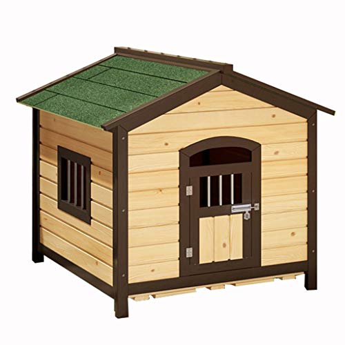 Außen-Hundehütte, Hundehütte aus Holz mit Stahlfenster, Gehege, Garten, Asphaltdach, für Hunde, Haustier, Tierhäuser, wetterfeste Hundehütten (grün, 112 x 100 x 105 cm) von WYRMB