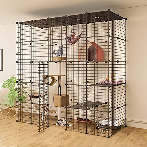 Katzenlaufstall – Frettchenkäfig für den Innenbereich, DIY-Katzenlaufstall, abnehmbare Katzenkiste, ideal für 1–4 Katzen (183 x 75 x 182 cm) von WYRMB